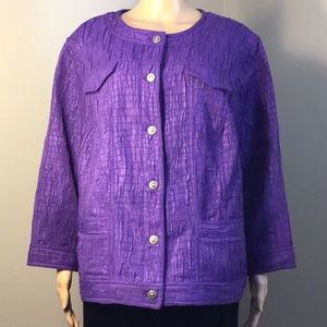 RUBY RD. PURPLE JACKET W/ POCKETS & METAL BUTTONS
